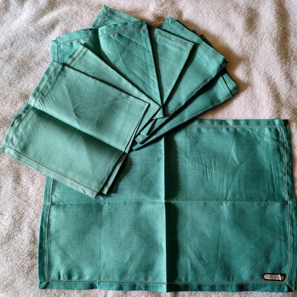 Teal Irish Linen Placemats Set